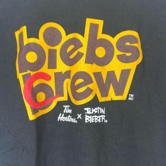 Official TIM HORTONS x JUSTIN BIEBER biebs brew crew T SHIRT Adult MEDIUM - Picture 3 of 7